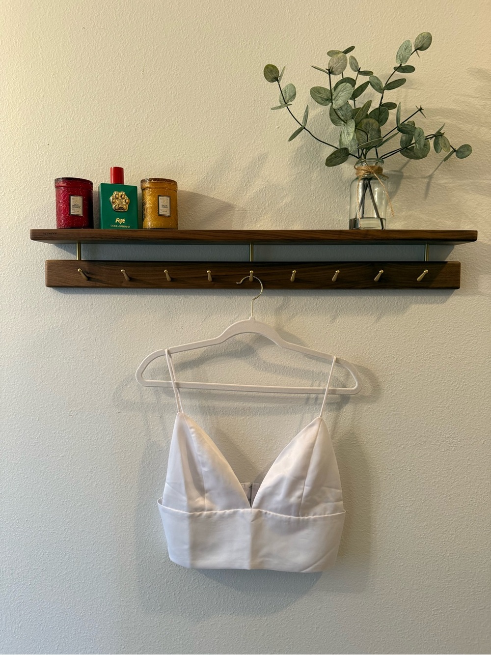 superdown White Satin Plunge Bralette